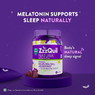 Picture of Vicks ZzzQuil Natura, 24s Pack, Non-Addictive Sleep-Aid Gummy, Melatonin helps you fall Asleep Fast