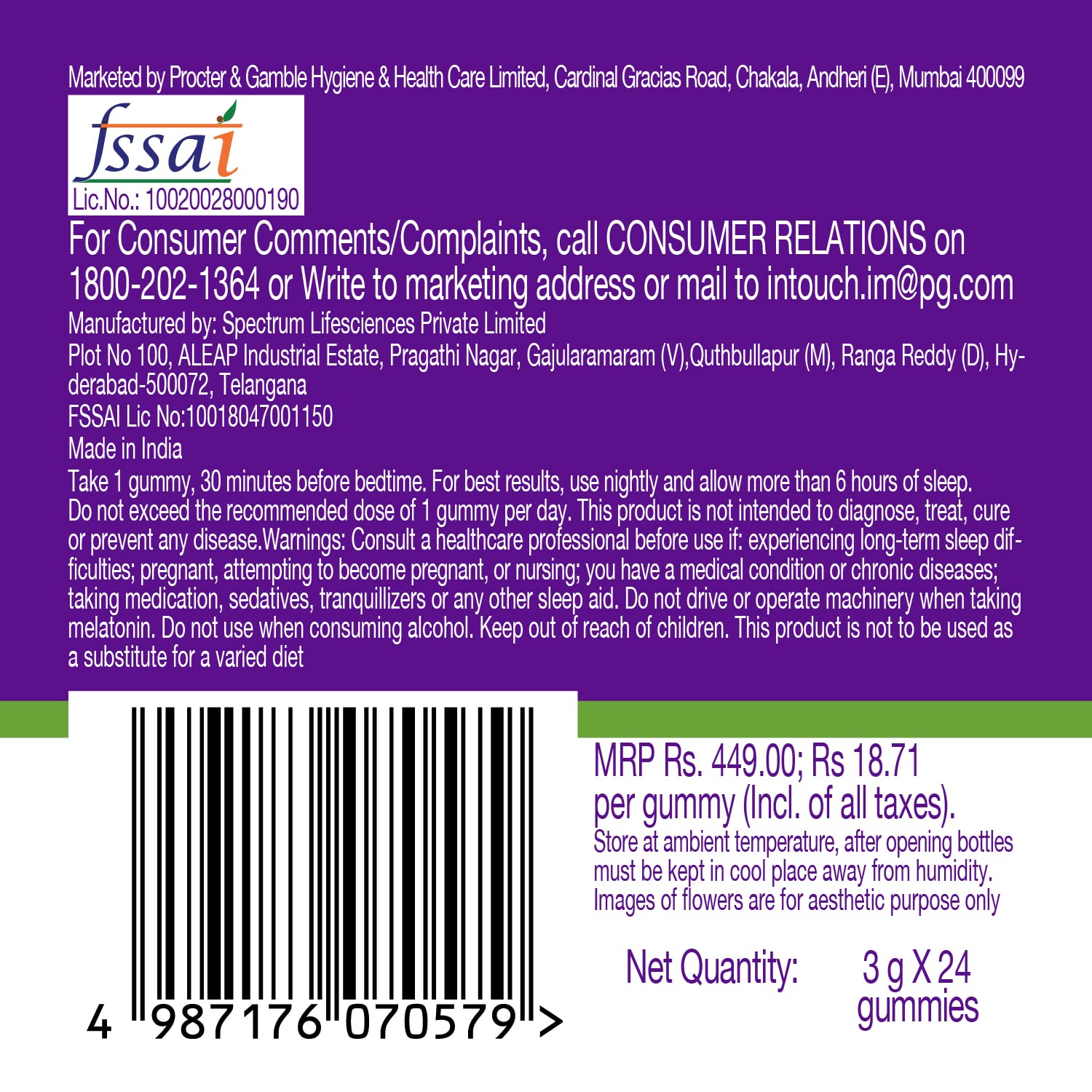 Picture of Vicks ZzzQuil Natura, 24s Pack, Non-Addictive Sleep-Aid Gummy, Melatonin helps you fall Asleep Fast