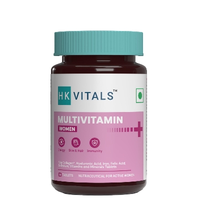 Picture of HealthKart HKVitals Multivitamin Plus Women, Advanced Daily Multivitamin for Active Women | for Energy, Joints, Skin & Hair; with Iron, Vitamin C, Veg Collagen, Hyaluronic Acid & Biotin, 30 Tablets