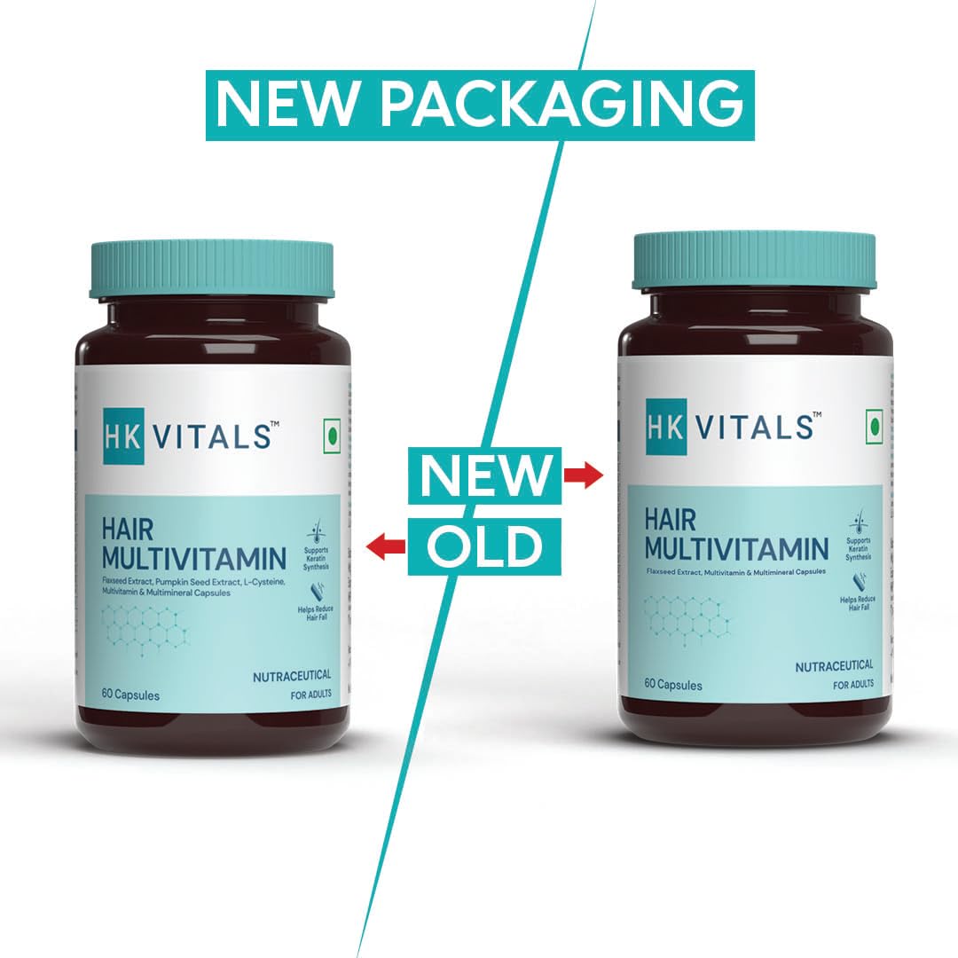 Picture of HealthKart HKVitals Hair multiVitamin with Omega & Biotin, Supports Keratin Synthesis & Helps Reduce Hair Fall, 60 Multivitamin Capsules