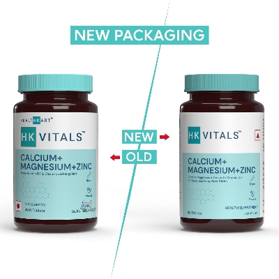 Picture of HealthKart HKVitals Calcium Magnesium & Zinc Tablets with Vitamin D3, Calcium Supplement for Women and Men, For Bone Health & Joint Support, 60 Calcium Tablets