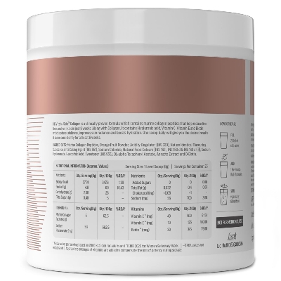 Picture of HealthKart HKVitals Skin Radiance Collagen Powder (Orange, 200g) | Marine Collagen | Collagen Supplements for Women & Men with Biotin, Vitamin C, E & Sodium Hyaluronate, for Healthy Skin, Hair & Nails