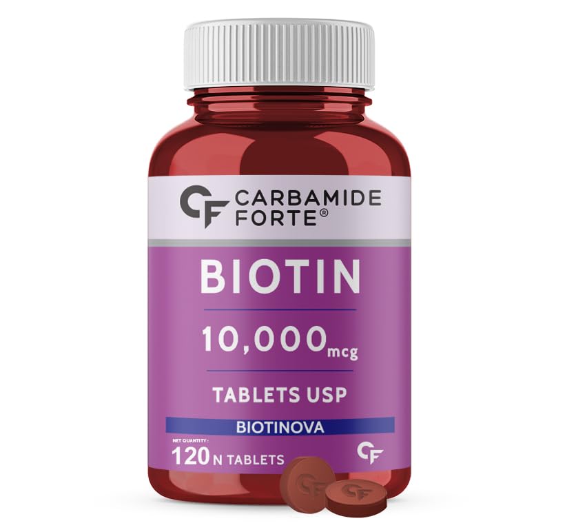 Picture of Carbamide Forte Biotin 10000mcg for Hair Growth, Skin & Nails -120 Veg Tablets