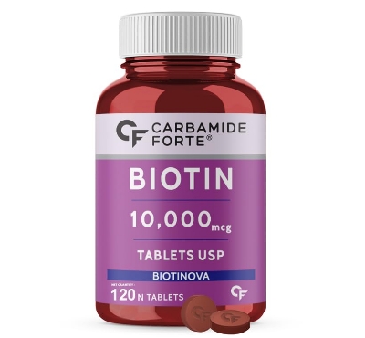 Picture of Carbamide Forte Biotin 10000mcg for Hair Growth, Skin & Nails -120 Veg Tablets