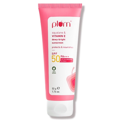 Picture of plum Squalane & Vitamin E SPF 50 PA+++ Dewy-Bright Sunscreen-50 gram