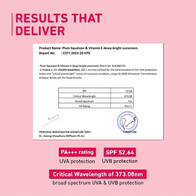 Picture of plum Squalane & Vitamin E SPF 50 PA+++ Dewy-Bright Sunscreen-50 gram