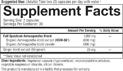 Picture of Youtheory Ashwagandha - 1,000 mg - Stress Support Supplement - Cortisol Support Supplement - Gluten, Dairy & Soy Free - 60 Vegetarian Capsules