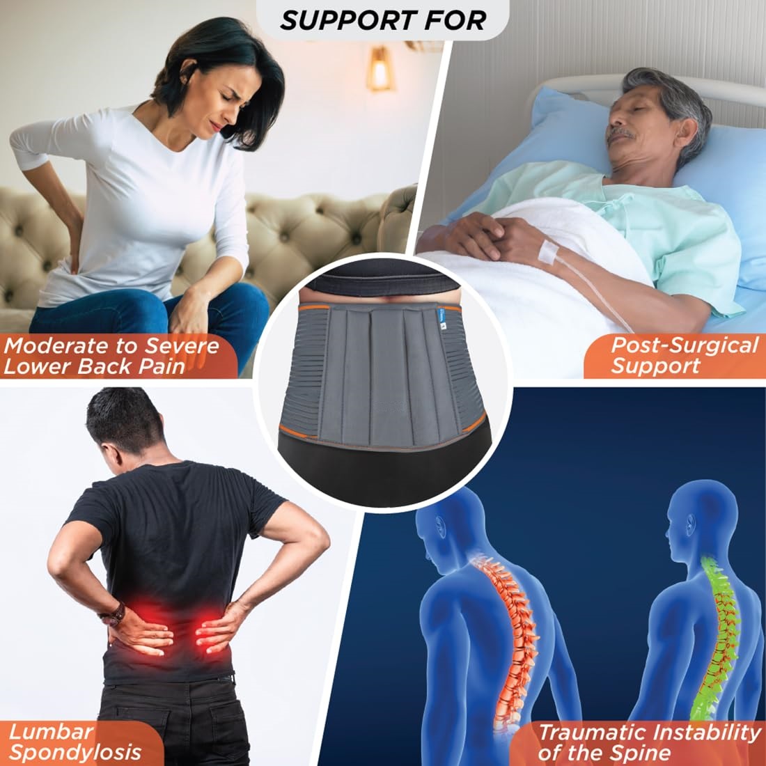 Picture of Galaxy Lumbocare (Lumbo Sacral Belt), Back Support Belt for the Spine & Relieves Pain, Lower Back Brace Support, Back Pain Relief, Can be used for Slip disc