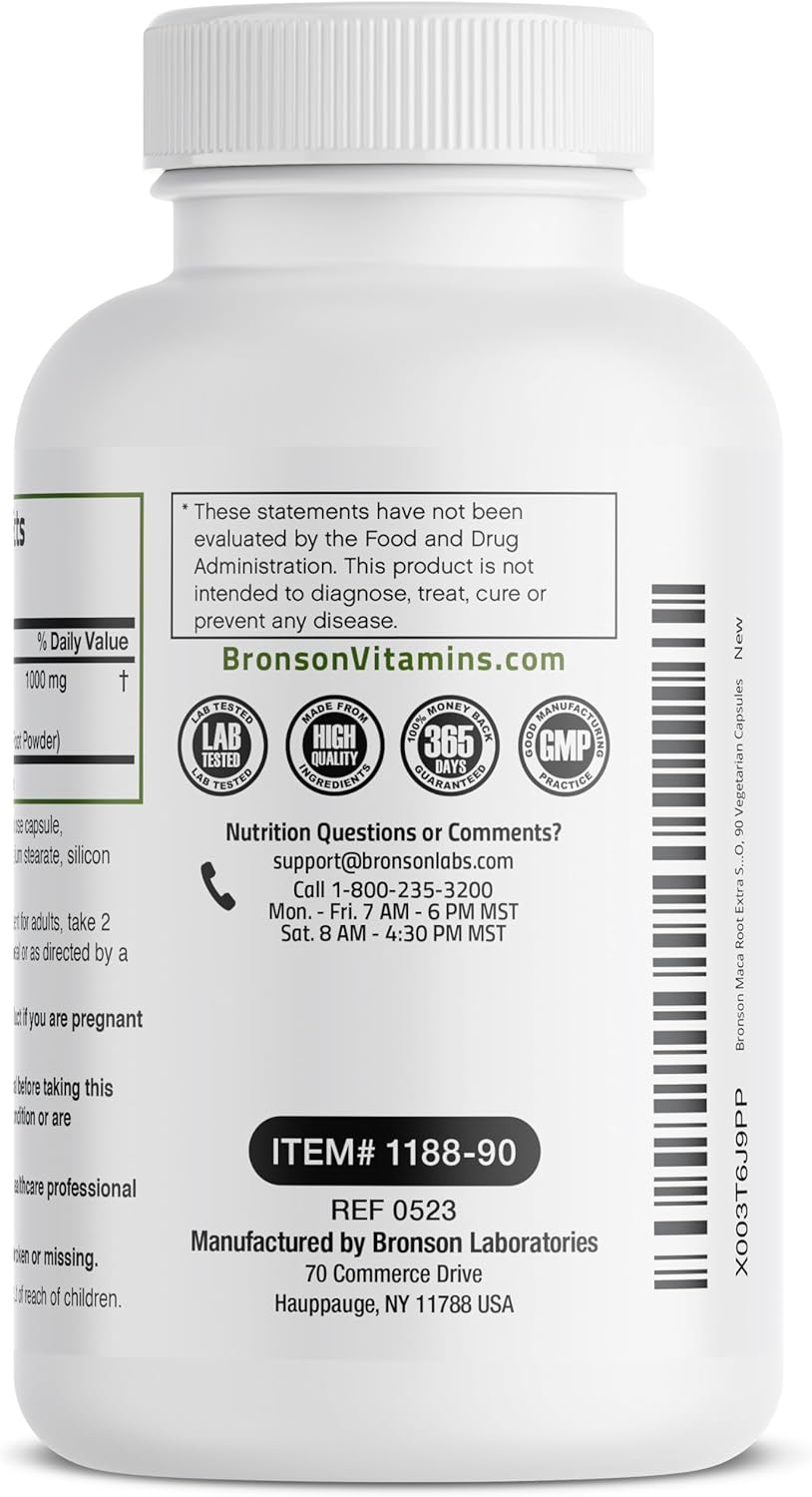 Picture of Bronson Maca Root Extra Lepidium Meyenii, Non-GMO, 90 Vegetarian Capsules
