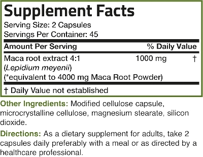 Picture of Bronson Maca Root Extra Lepidium Meyenii, Non-GMO, 90 Vegetarian Capsules
