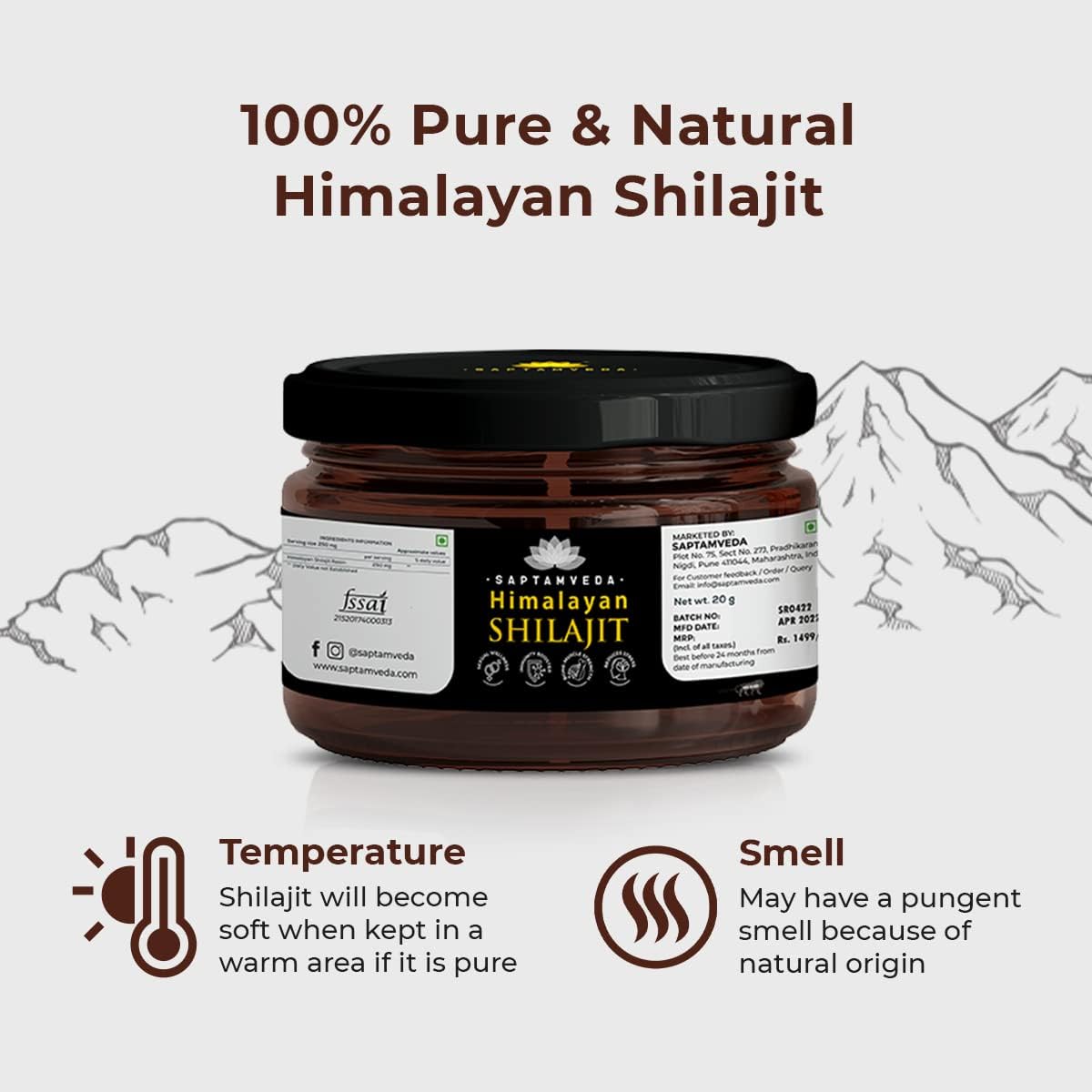 Picture of SAPTAMVEDA Pure Himalayan Shilajit/Shilajeet Resin Liquid 20gm(Pack of 1) For Men and Women | Lab Certified Pure Shilajit Helps Boost Strength & Stamina| Helps Build Muscle Mass & Immunity Naturally