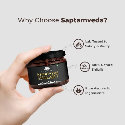 Picture of SAPTAMVEDA Pure Himalayan Shilajit/Shilajeet Resin Liquid 20gm(Pack of 1) For Men and Women | Lab Certified Pure Shilajit Helps Boost Strength & Stamina| Helps Build Muscle Mass & Immunity Naturally