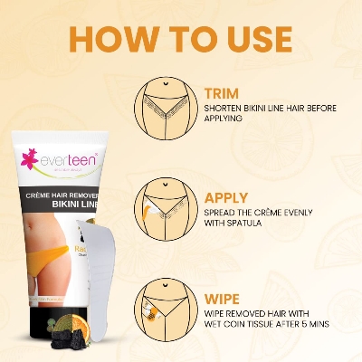 Picture of everteen RADIANCE Bikini Line Hair Remover Creme with Charcoal, Kojic Acid and Vitamin C - 50 g