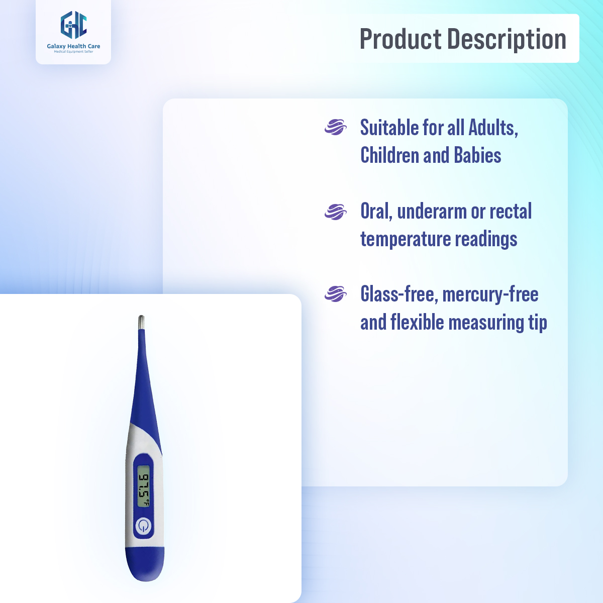 Picture of Heartman Flexible Waterproof Digital Thermometer for Baby & Adults Easy to Use 1 year warranty