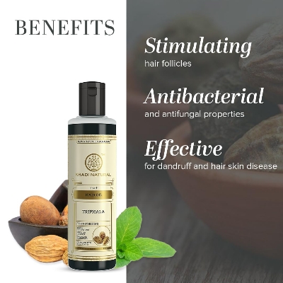 Picture of Khadi Natural Triphala Herbal Hair Oil|Stimulates hair follicles and roots|Anti dandruff hair oil|Promotes hair growth|Suitable for all hair types| 210ml