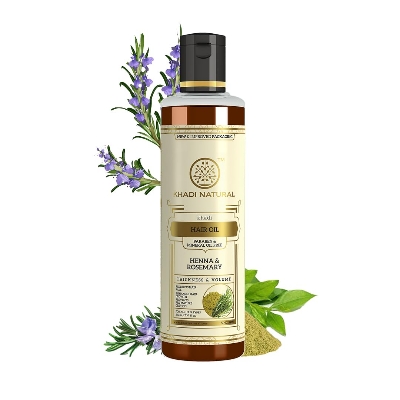 Picture of Khadi Natural Rosemary & Henna Hair Oil, Natural Oil For Thick & Voluminous Hair Oil For Controlling Hair Fall & Premature Greying, Paraben & Mineral Oil Free, Suitable For All Hair Types, 210ml