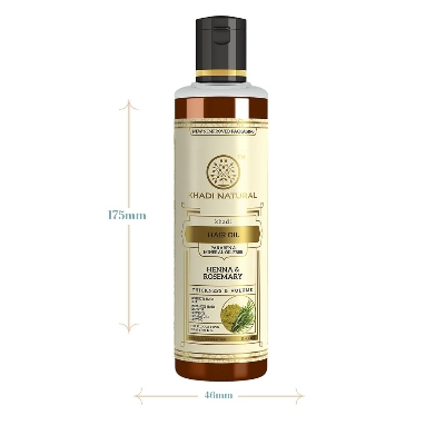 Picture of Khadi Natural Rosemary & Henna Hair Oil, Natural Oil For Thick & Voluminous Hair Oil For Controlling Hair Fall & Premature Greying, Paraben & Mineral Oil Free, Suitable For All Hair Types, 210ml