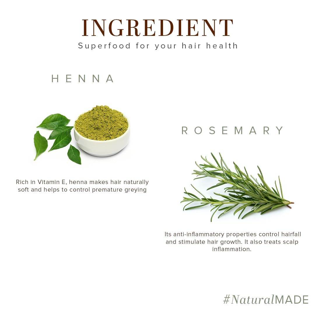 Picture of Khadi Natural Rosemary & Henna Hair Oil, Natural Oil For Thick & Voluminous Hair Oil For Controlling Hair Fall & Premature Greying, Paraben & Mineral Oil Free, Suitable For All Hair Types, 210ml