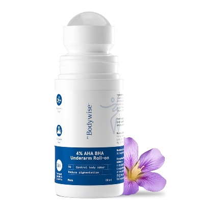 Picture of Be Bodywise 4% AHA BHA Underarm Roll on | With 2% Lactic Acid, 1% Mandelic Acid, 1% Salicylic Acid | Prevents Odour, Reduces Pigmentation | For Radiant Underarms | Long Lasting deodorant roll on with Fresh Floral Fragrance | Alcohol & Aluminum Free | Suit