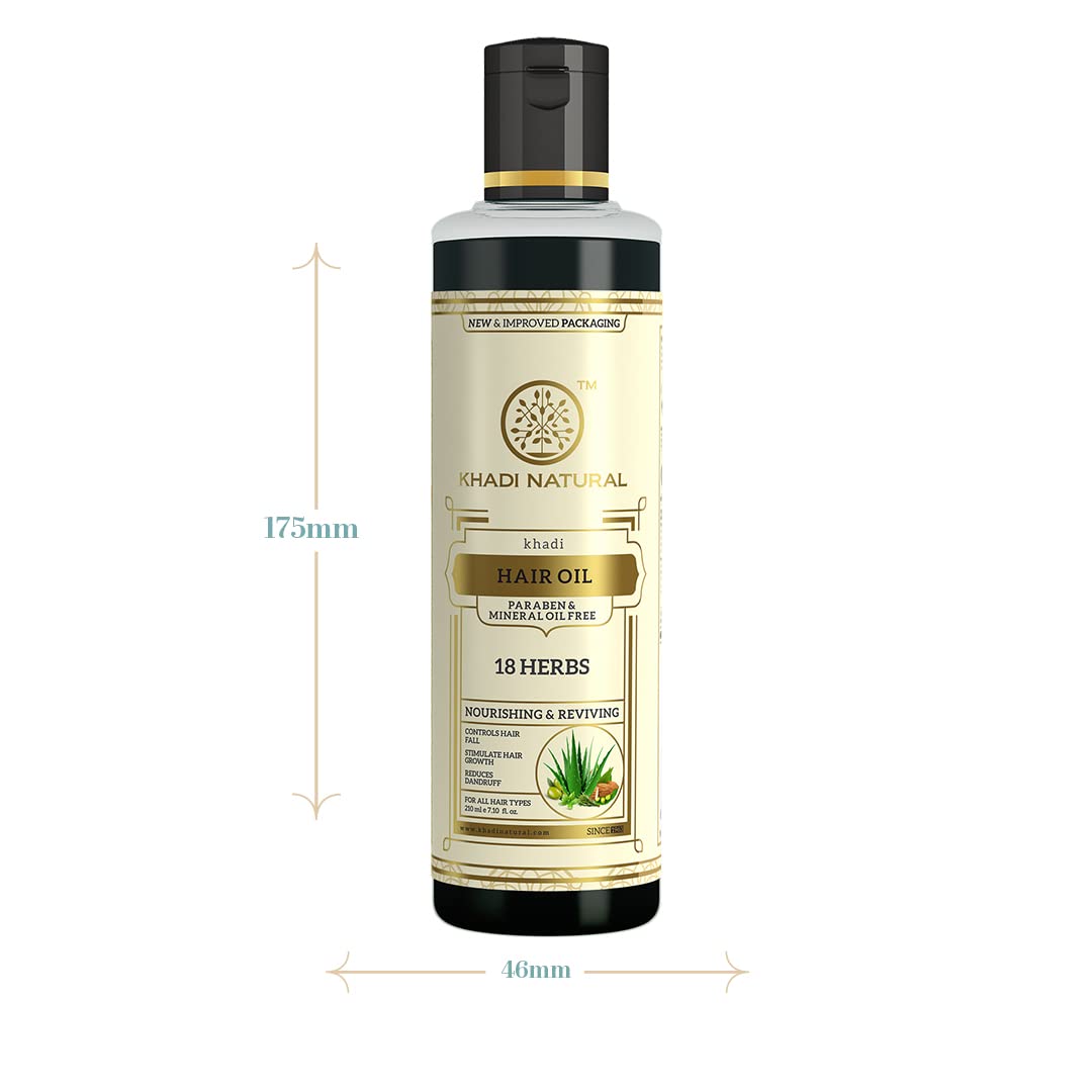Picture of KHADI NATURAL Ayurvedic 18 Herbs Hair Oil, 210ml|Repairs dry scalp| Paraben and Mineral Oil Free|Suitable for All Hair Types