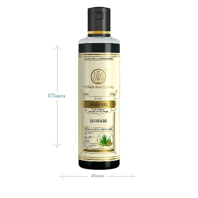 Picture of KHADI NATURAL Ayurvedic 18 Herbs Hair Oil, 210ml|Repairs dry scalp| Paraben and Mineral Oil Free|Suitable for All Hair Types