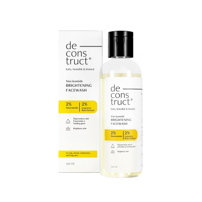 Picture of Deconstruct Niacinamide Brightening Facewash | 2% Niacinamide + 2% Liquorice Root Extract | Cleanses, Brightens | Face Wash for Tan Removal, Clear and Bright Skin & Glowing Skin | 100 ml