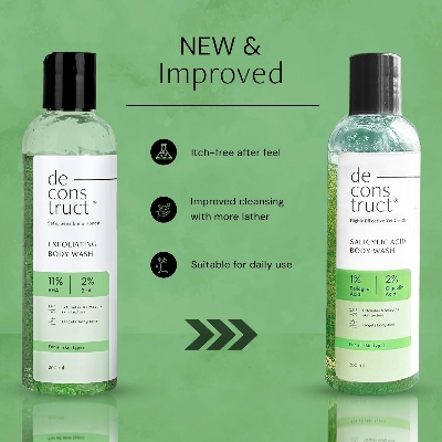 Picture of Deconstruct 1% Salicylic Acid Body Wash with 2% Glycolic Acid | Prevents Body Acne, Rough & Bumpy skin | Deeply cleanses skin | Shower gel for Women & Men- 200ml
