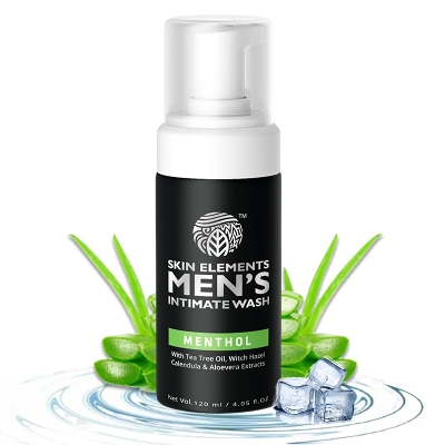 Picture of Skin Elements Intimate Wash for Men with Menthol | pH Balanced Foaming Hygiene Wash | Prevents Itching, Irritation & Bad Odor | 120 ml