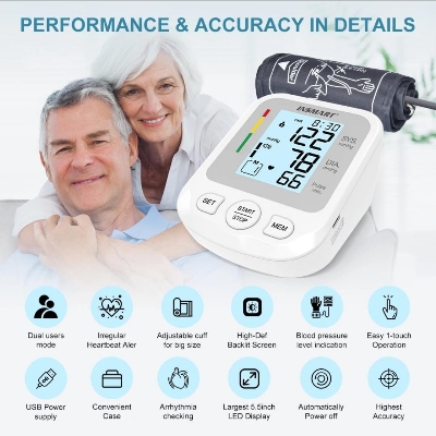 Picture of Renevo Fully Automatic Upper arm Digital Blood Pressure Monitor Apparatus and Testing Machine, Separate Cuff, LCD Display with USB Port with 5 year Warranty
