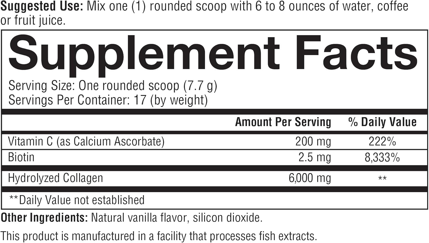 Picture of Youtheory Collagen Powder - Premium Collagen Supplement with Vitamin C & Biotin - Supports Healthy Hair, Nails, Skin & Joints* - Dairy, Soy & Gluten Free - Vanilla, 4.7 oz