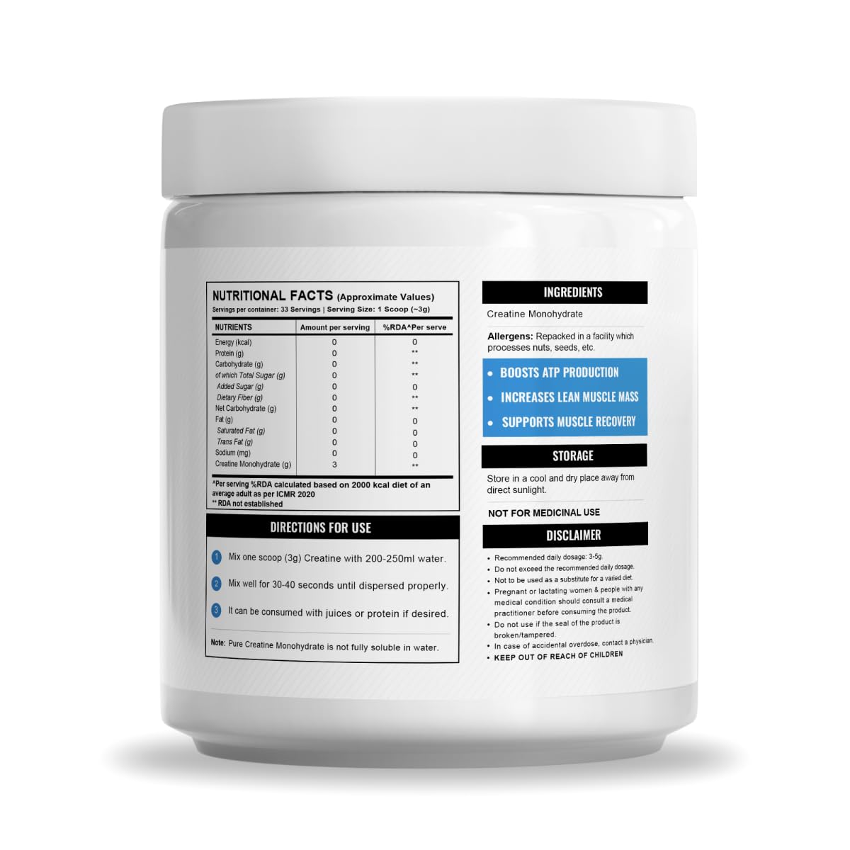 Picture of Wellcore - Pure Micronised Creatine Monohydrate Powder (Unflavoured, 33 Servings) | Rapid Absorption | Enhanced Muscle Strength & Power