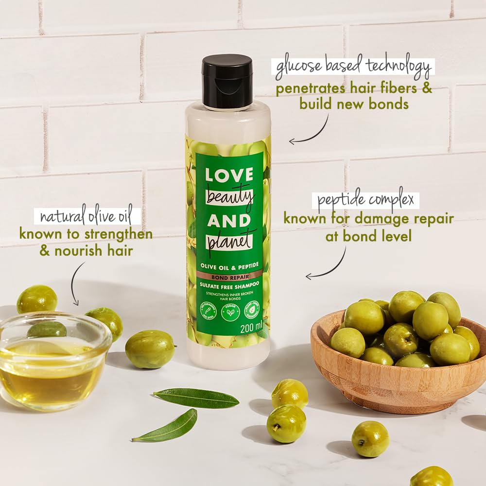 Picture of Love Beauty & Planet Lbp Olive Oil & Peptide Bond Repair Shampoo|No Sulfates,No Paraben, 200Ml