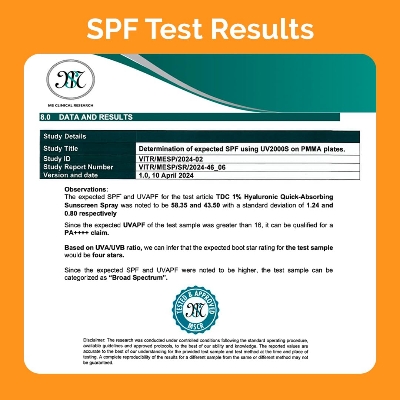 Picture of The Derma Co. 1% Hyaluronic Quick-Absorbing Sunscreen Spray |Hyaluronic Acid & Vitamin E | SPF 50 & PA++++ | No White Cast | Hydrating Fluid | Easy Reapplication | Face & Body | All Skin Types-100 ml