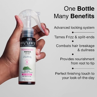 Picture of Soulflower Rosemary Water spray with mint| For Hair growth, Hair fall control, Scalp health, Hair damage protection, Anti frizz| Rosemary, Niacinamide & peppermint Oil | Men & Women | 100ml