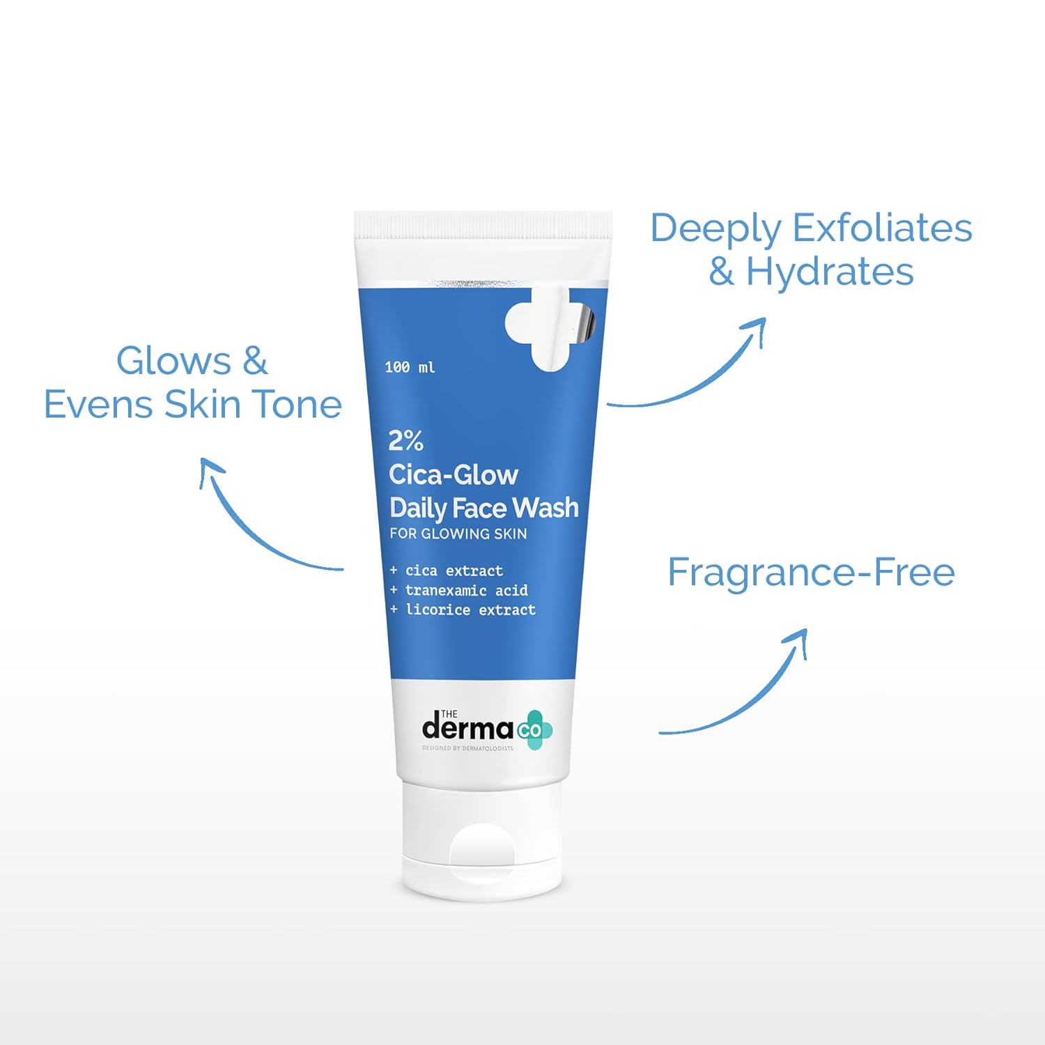 Picture of The Derma Co 2% Cica-Glow Daily Face Wash with Tranexamic Acid & Licorice Extract for Glowing Skin - 100ml