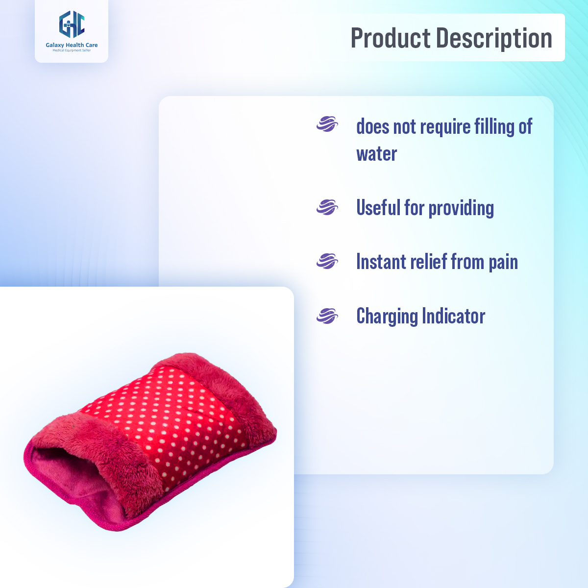 Picture of Electric Velvet Heating Pad/Hot Water/Heat Pouch Bag With Gel For Pain Relief Multicolour - Hot Water Bag - hot water bag