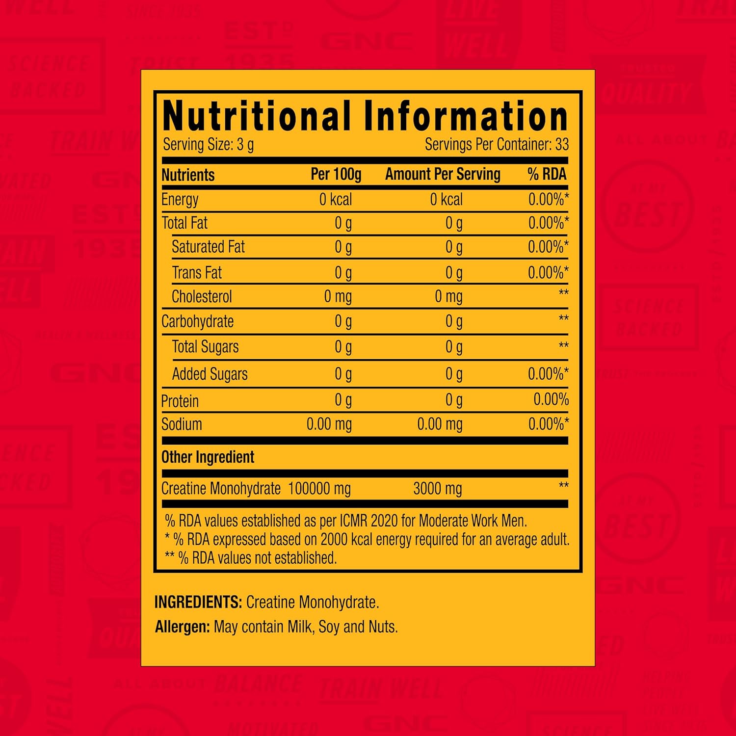 Picture of GNC Pro Performance Pure Micronized Creatine Monohydrate | 100 gm | 33 Serving | Instantized | Fuels Muscles | Increase Muscle Mass | Rapid Absorption | Lab Tested | Unflavoured | Boosts Athletic Performance | Imported