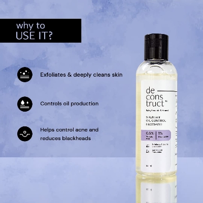 Picture of Deconstruct Salicylic Acid Oil Control Face Wash | 0.5% Salicylic Acid + 1% Niacinamide | For Oily, Acne & Pimple Prone Skin | Acne Reducing Face Wash | Oil Control | 100ml
