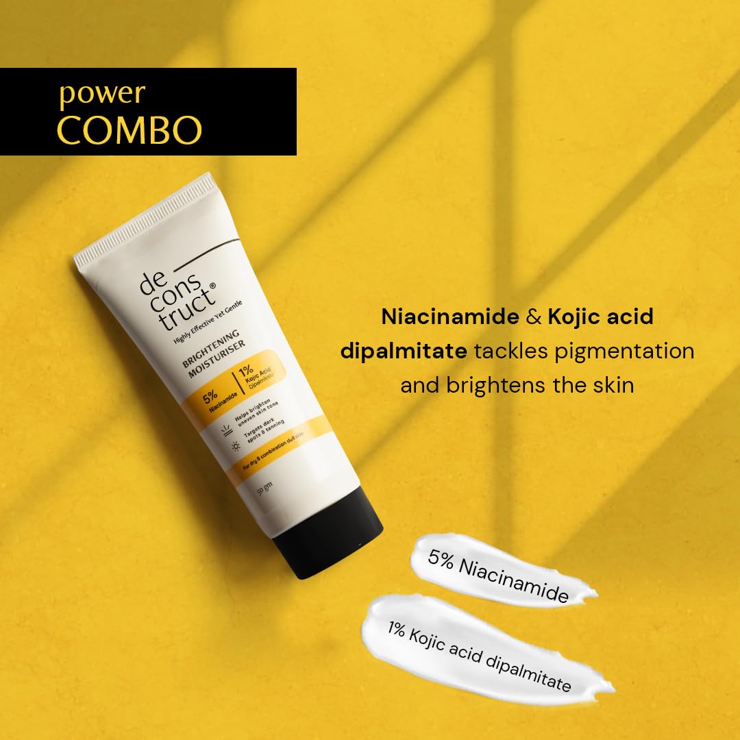 Picture of Deconstruct Niacinamide Brightening Face Moisturizer| 5% Niacinamide + 1% Kojic Acid + 5% Vitamin C | For Dark Spots And Uneven Skin Tone | Brightens & Hydrates | 50 Gm