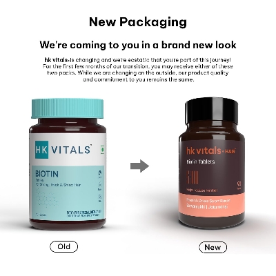 Picture of HealthKart hk vitals Biotin (90 Tablets) | Supplement for Hair Growth, Strong Hair and Glowing Skin, Fights Nail Brittleness