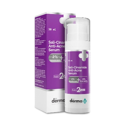 Picture of The Derma Co Sali-Cinamide Anti-Acne Face Serum I 2% Salicylic Acid & 5% Niacinamide I Fights Active Acne & Treats Acne Marks I Serum For Acne Prone & Oily Skin I Power Of 2 Actives - 30ml