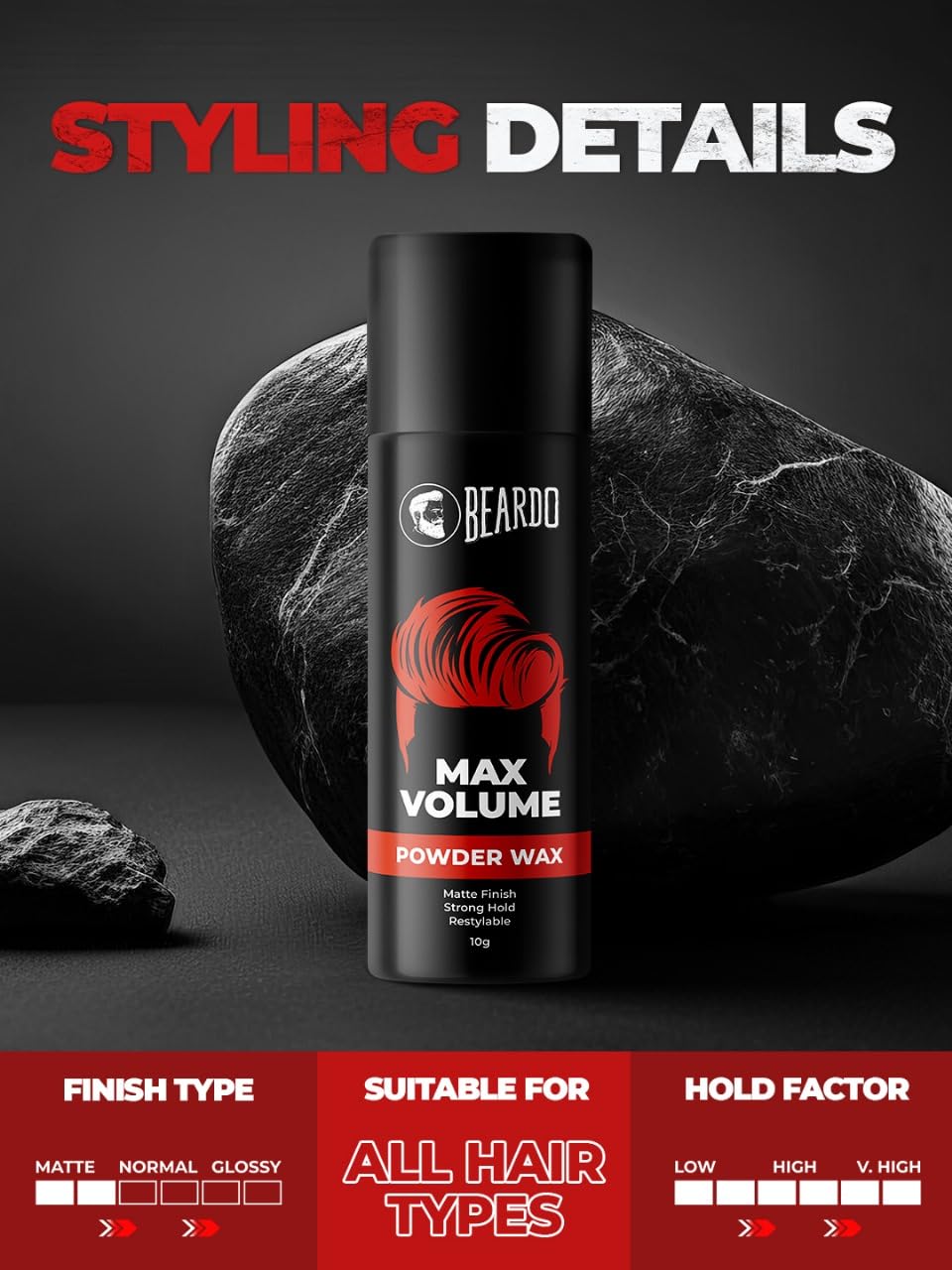 Picture of Beardo Max Volume Powder Wax, 10 gm | Powder Hair Wax Men | Hair Styling Wax for Matte Finish | Strong Hold & Restylable Hair Powder For Men | Hair Volumizing Powder Wax Superlight & Instant Volume