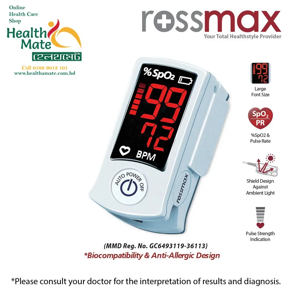 Picture of Pulse Oximeter Fingertip And thermometer, Blood Oxygen Saturation Monitor Fingertip Blood Oxygen Meter Finger Oximeter, O2 Monitor Finger for Oxygen (Blue) Combo Offer