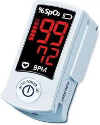 Picture of Pulse Oximeter Fingertip And thermometer, Blood Oxygen Saturation Monitor Fingertip Blood Oxygen Meter Finger Oximeter, O2 Monitor Finger for Oxygen (Blue) Combo Offer