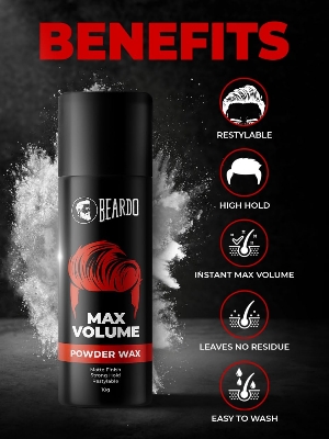 Picture of Beardo Max Volume Powder Wax, 10 gm | Powder Hair Wax Men | Hair Styling Wax for Matte Finish | Strong Hold & Restylable Hair Powder For Men | Hair Volumizing Powder Wax Superlight & Instant Volume
