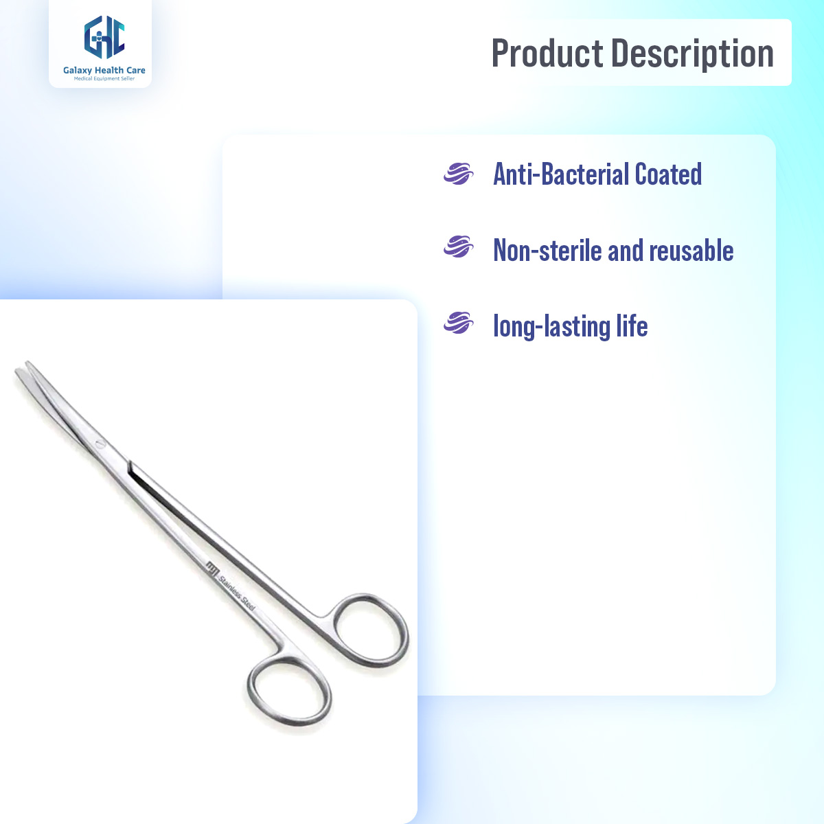 Picture of Metzenbaum Tonsil Stainless Steel Surgical Scissors Curved (6 Inches)