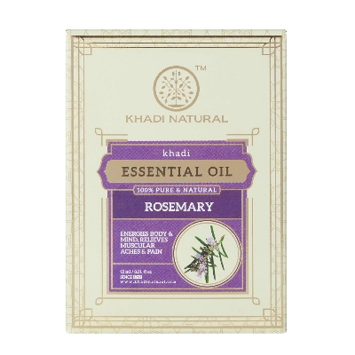 Picture of KHADI NATURAL Ayurvedic Rosemary Essential Oil, 15ml|For for Skin, Hair growth, Aromatherapy| Stress-relieving properties|Natural and Therapeutic