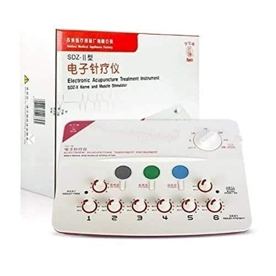 Picture of Stimulator Machine 50Hz Electric Acupuncture Stimulator Massager Machine 6 Channels Outputs Patch Massager Care Device 100-240V Pulse Electrotherapy Acupuncture Instrument Hwato SDZ-II