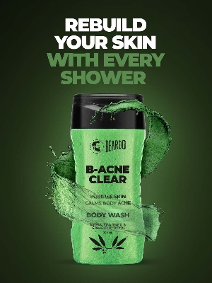 Picture of Beardo Body Acne Clear Body Wash for Men 200 ml | With Neem, Tea Tree and Salicylic Acid | Clean Clear Skin | For Body Acne and Skin Purification | B-acne