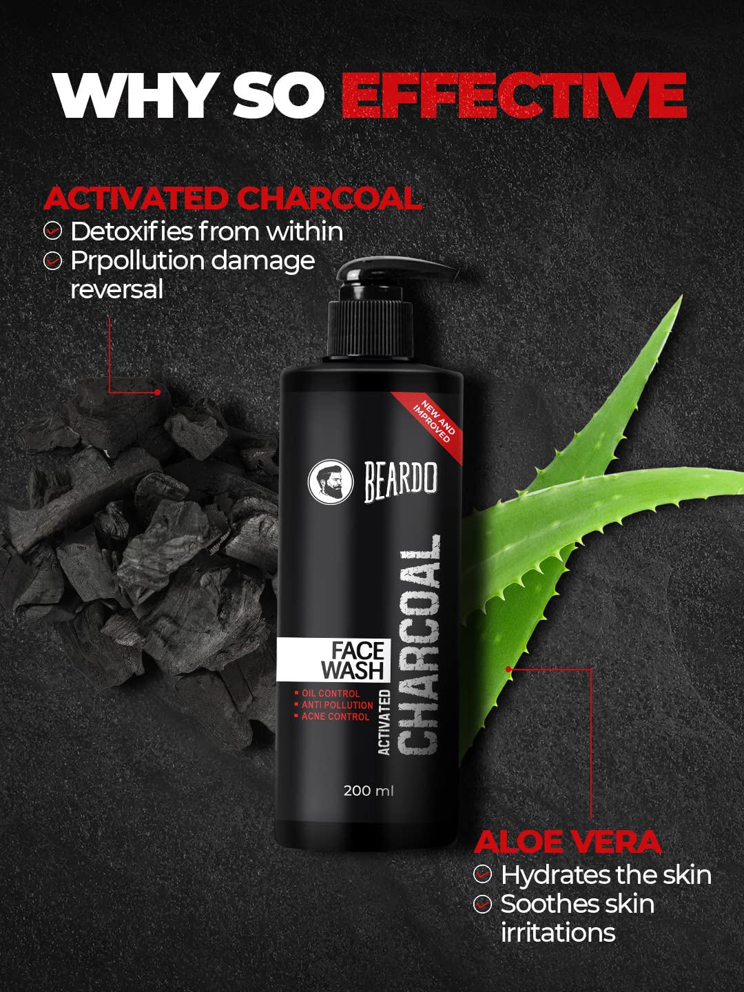 Picture of Beardo Activated Charcoal Face Wash for men, 200ml | For Deep Pore Cleaning and Removes Dirt | face wash for acne and pimples | face wash for oily skin